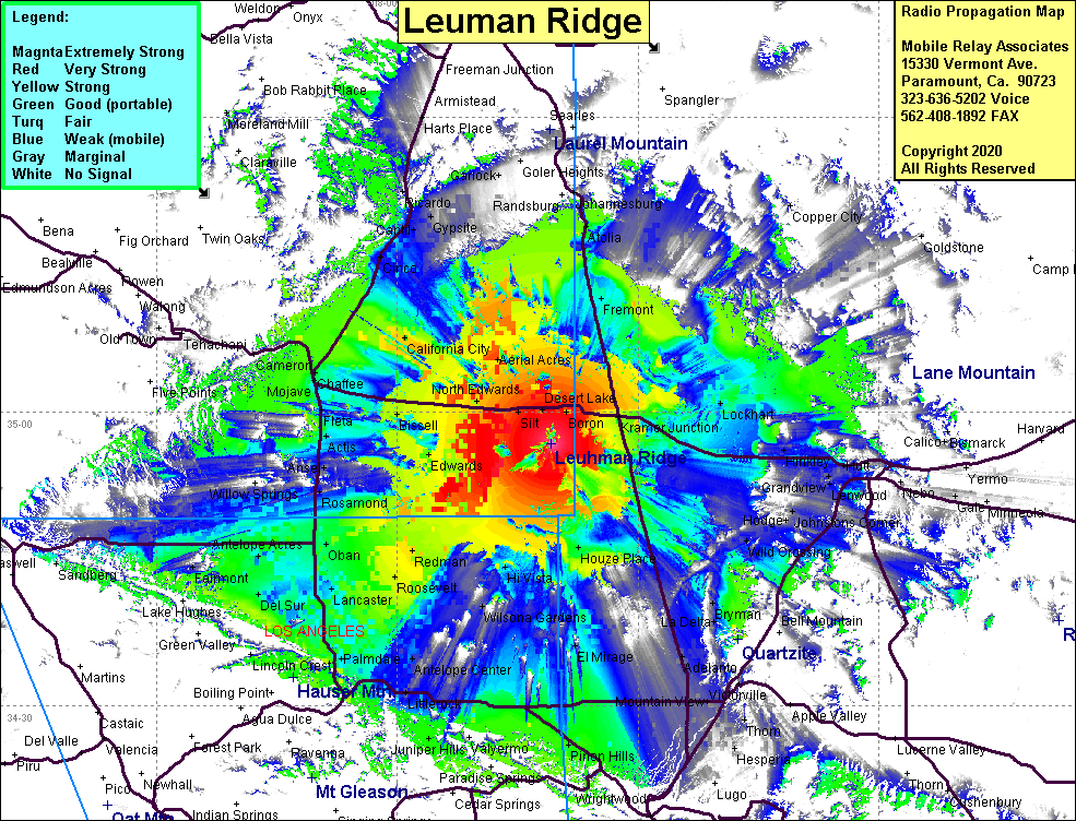 heat map radio coverage Leuhman Ridge